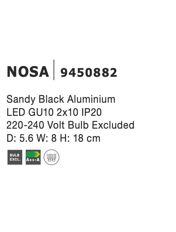 Висящо осветително тяло (пендел) NOSA 2x10W GU10 Пясъчно черен алуминий