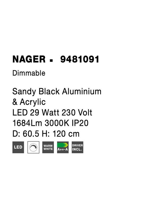 Висящо осветително тяло (пендел) NAGER 29W Пясъчно черен