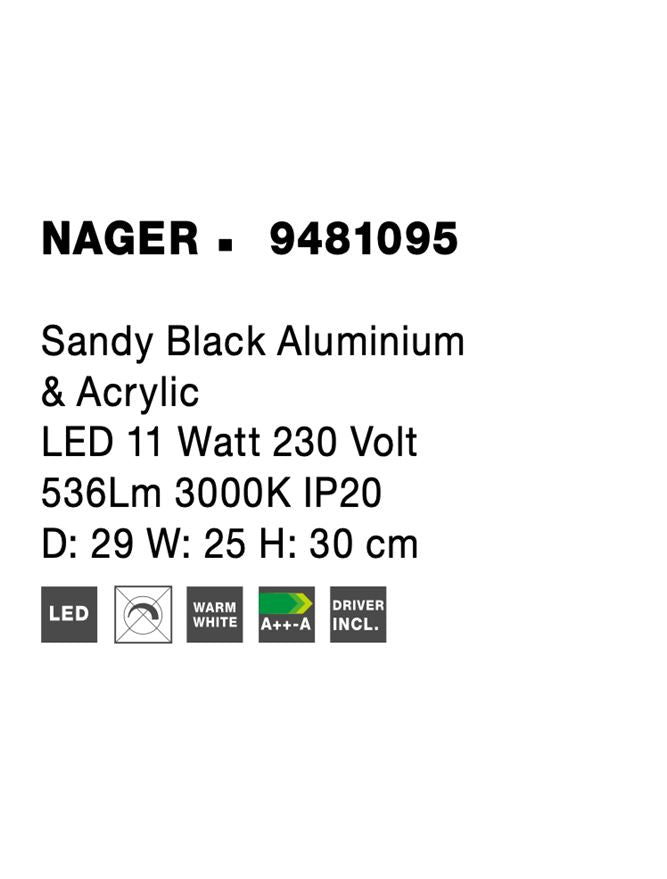 Висящо осветително тяло (пендел) NAGER 11W Пясъчно черен