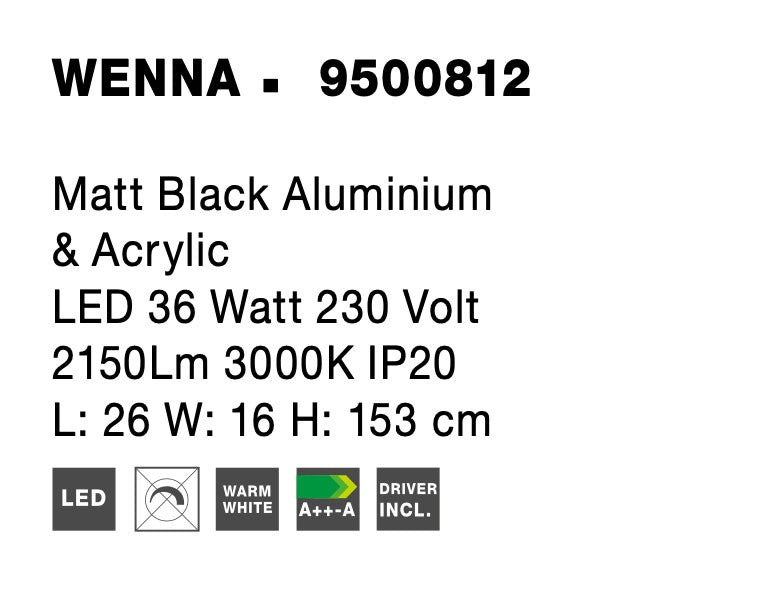Висящо осветително тяло (пендел) WENNA 38W 3000K Матово черен алуминий