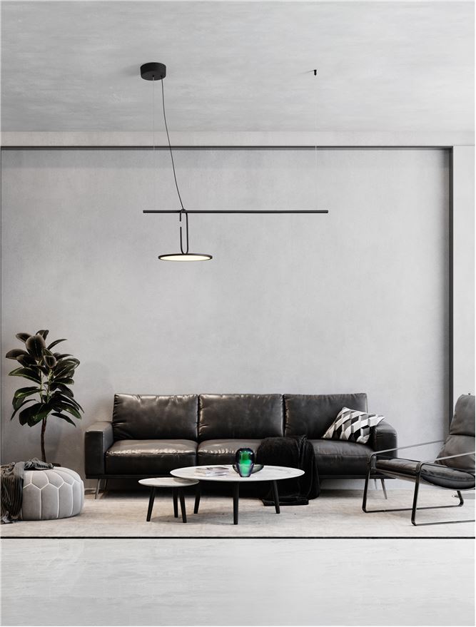 Висящо осветително тяло (пендел) OPI LED 22W Пясъчно черен L100 W30 H180см