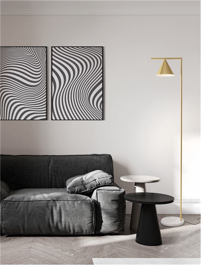 Висящо осветително тяло (пендел) SWAY 12W LED E27 Златист месинг и бял мрамор ⌀25 W35 H175см