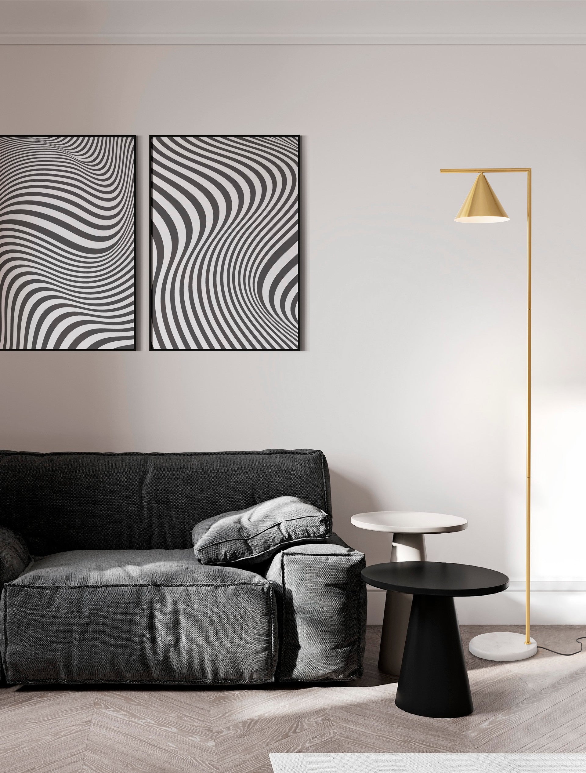 Висящо осветително тяло (пендел) SWAY 12W LED E27 Златист месинг и бял мрамор ⌀25 W35 H175см