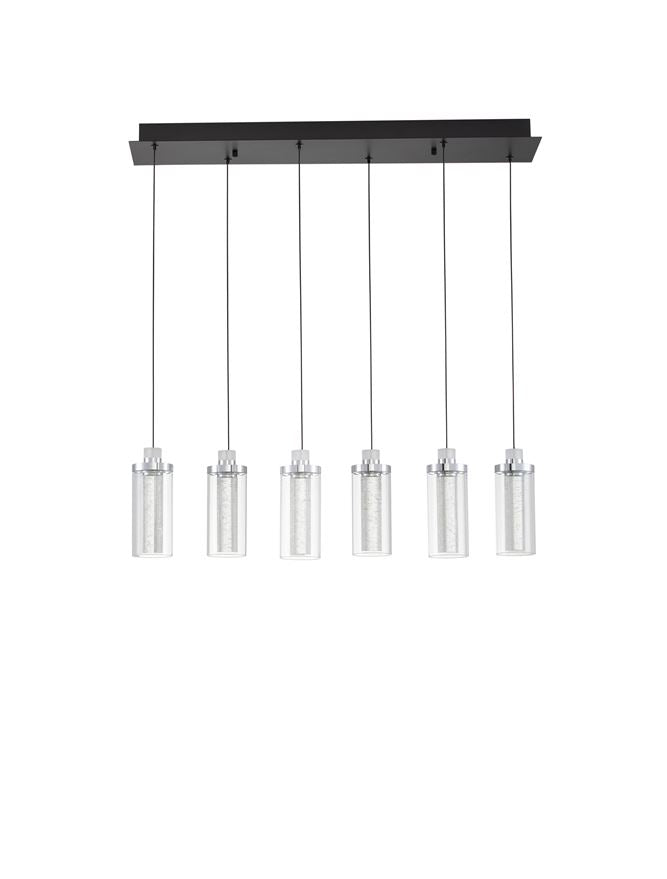 Висящо осветително тяло (пендел) LUNE LED 44W Хром стомана и алуминий прозрачно стъкло Пясъчно черен IP20 L81 H170см