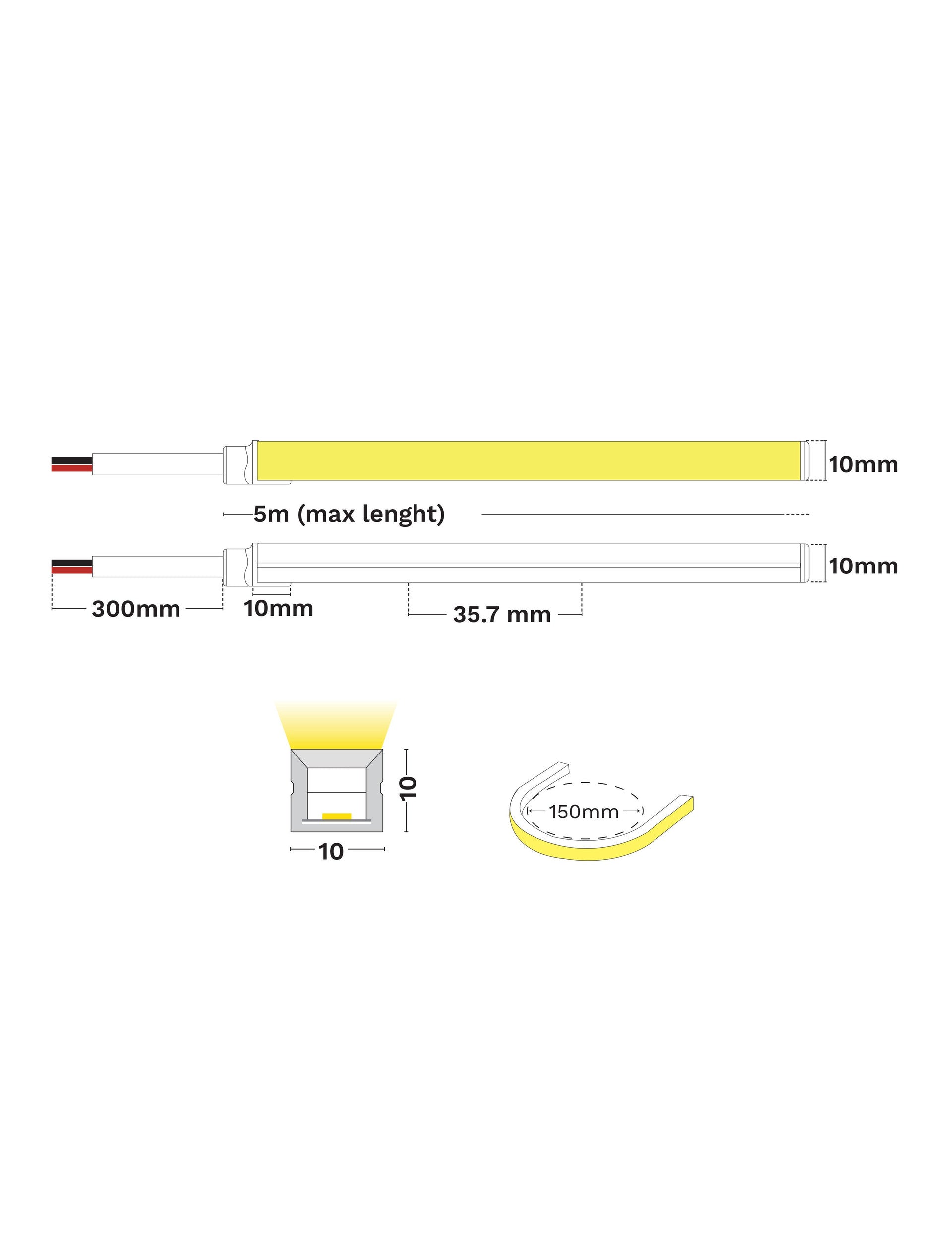 LED лента GOMU 1010 10W 4000K DC24V IP67