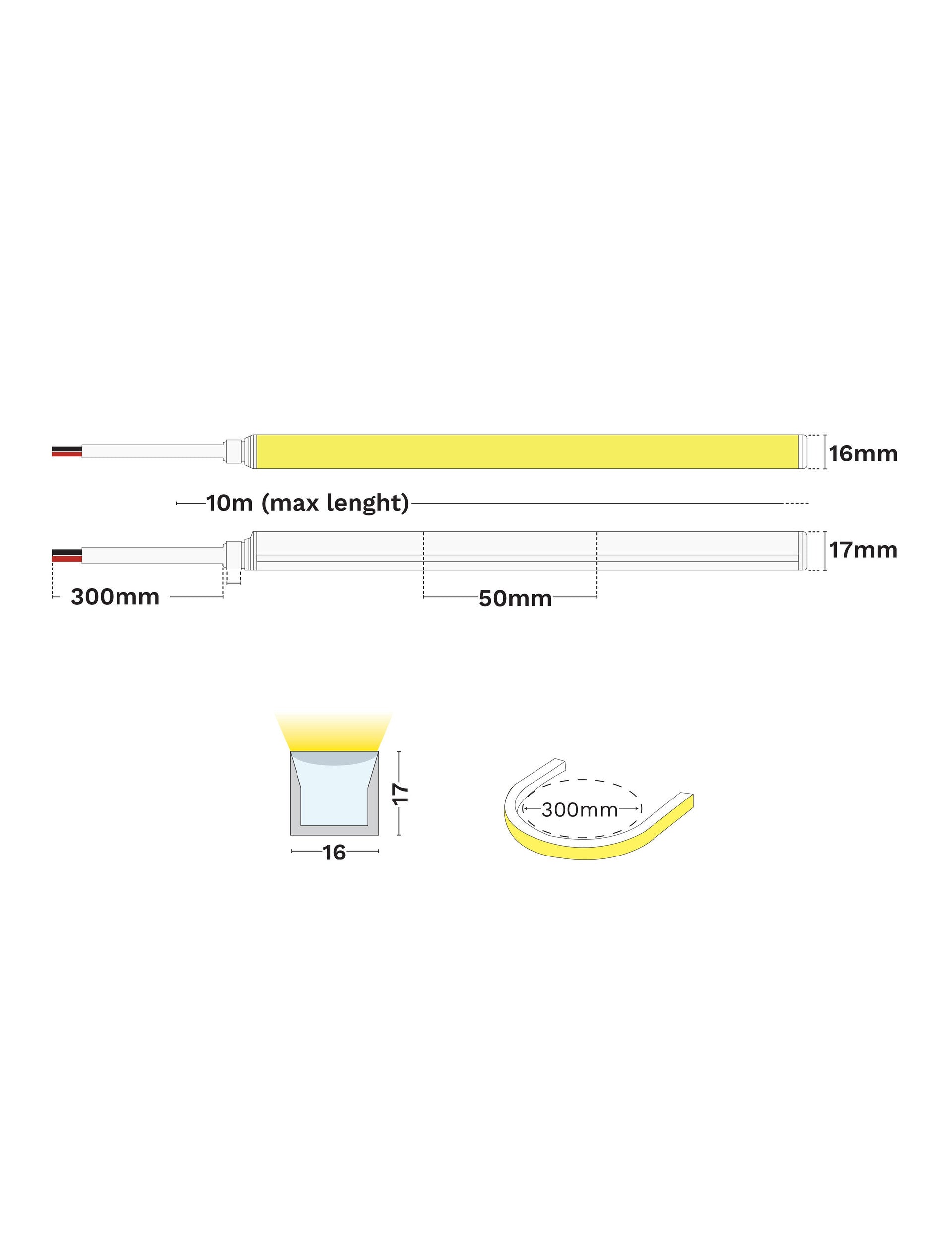 LED лента GOMU 1617 10W 4000K DC24V IP67