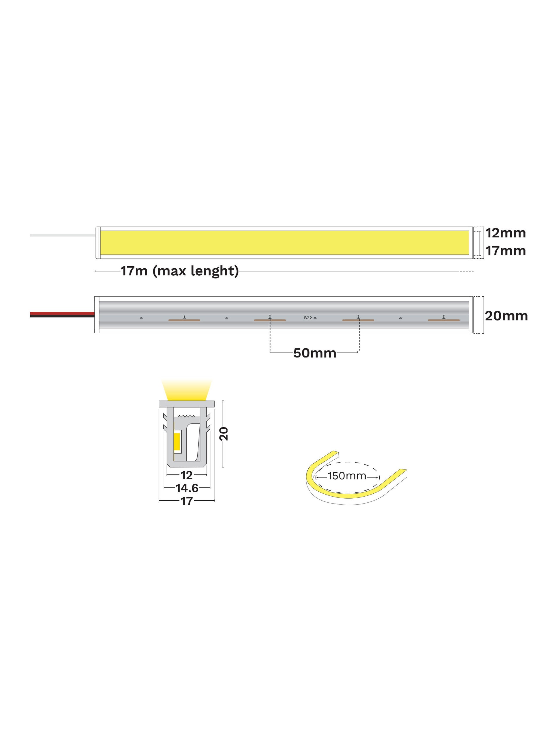 LED лента GOMU 1220 AGILE 10W 2700K DC24V IP44