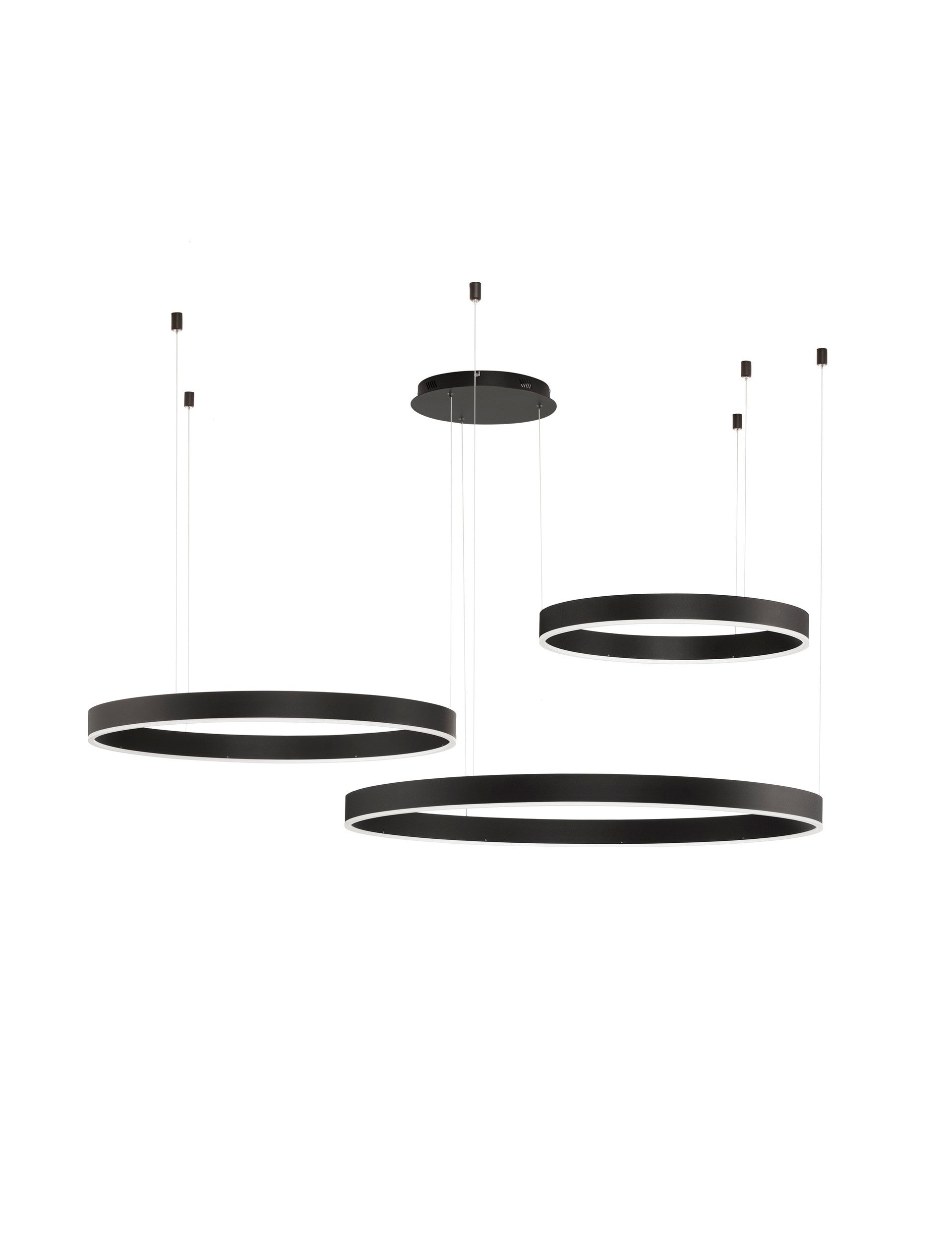 Висящо осветително тяло (пендел) MOTIF LED 140W 230V Триак димируем Пясъчно черен алуминий и акрил Регулируема височина D60-100 H250см