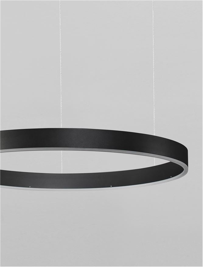 Висящо осветително тяло (пендел) MOTIF LED 40W 230V Променлив CCT Пясъчно черен алуминий и акрил Регулируема височина ⌀60 H200см