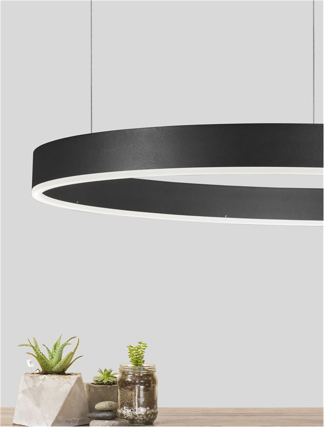 Висящо осветително тяло (пендел) MOTIF LED 50W 230V Променлив CCT Пясъчно черен алуминий и акрил ⌀80 H200см