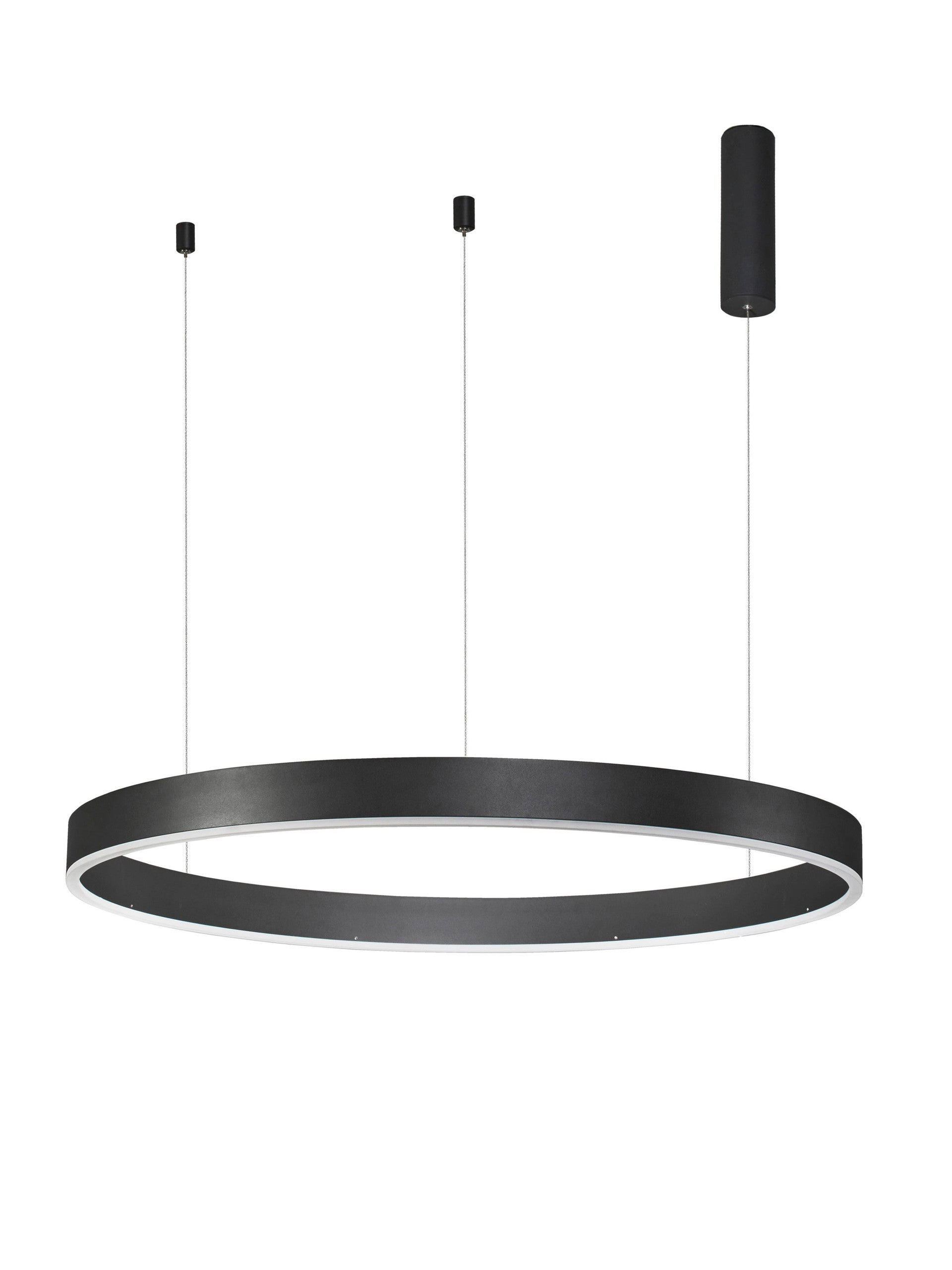 Висяща лампа MOTIF LED 60W 230V Променлива CCT Пясъчно черен алуминий и акрил Регулируема височина ⌀100 H200см