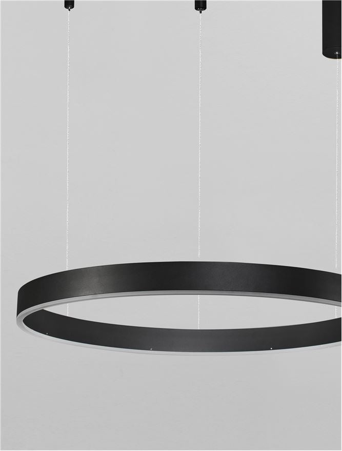 Висящо осветително тяло (пендел) MOTIF LED 60W 230V Променлив CCT Пясъчно черен алуминий и акрил Регулируема височина ⌀100 H200см
