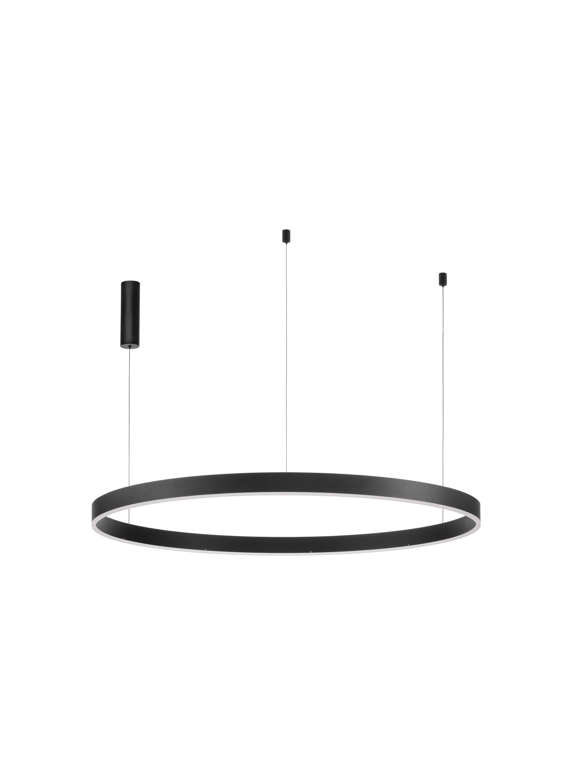 Висящо осветително тяло (пендел) MOTIF LED 72W 230V Променлив CCT Пясъчно черен алуминий и акрил Регулируема височина ⌀120 H250см