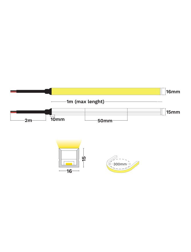 LED лента GOMU 1615 PROTECTION 10W/m 3000K IP68