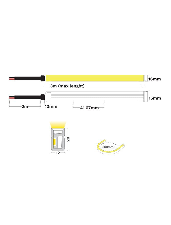 LED лента GOMU 1220 PROTECTION 10W/m 3000K IP68
