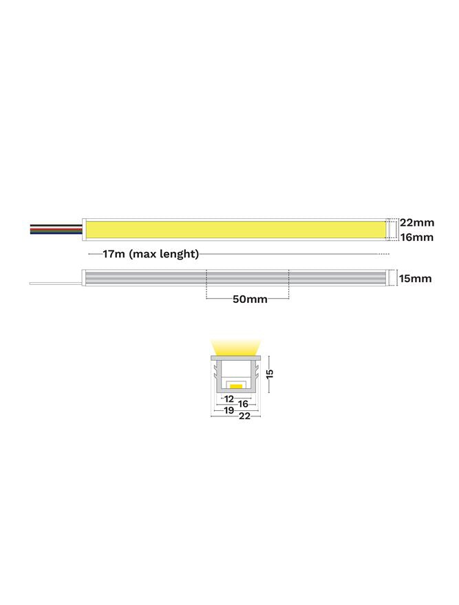 LED лента GOMU 1615 AGILE 10W 3000K DC24V IP44