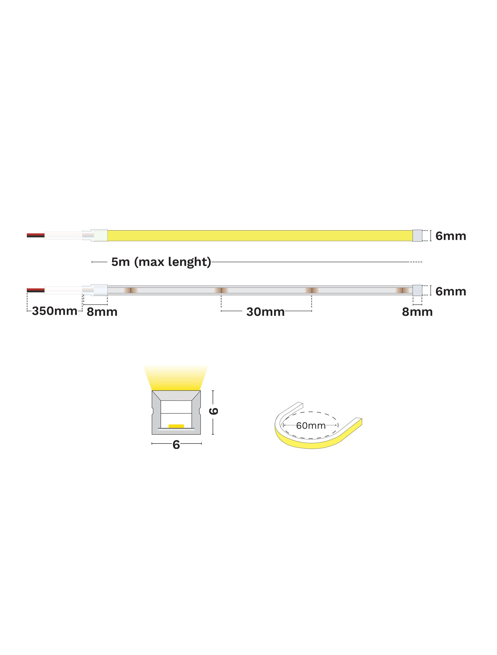 LED лента KEMA 0606 8W 2700K DC24V IP67