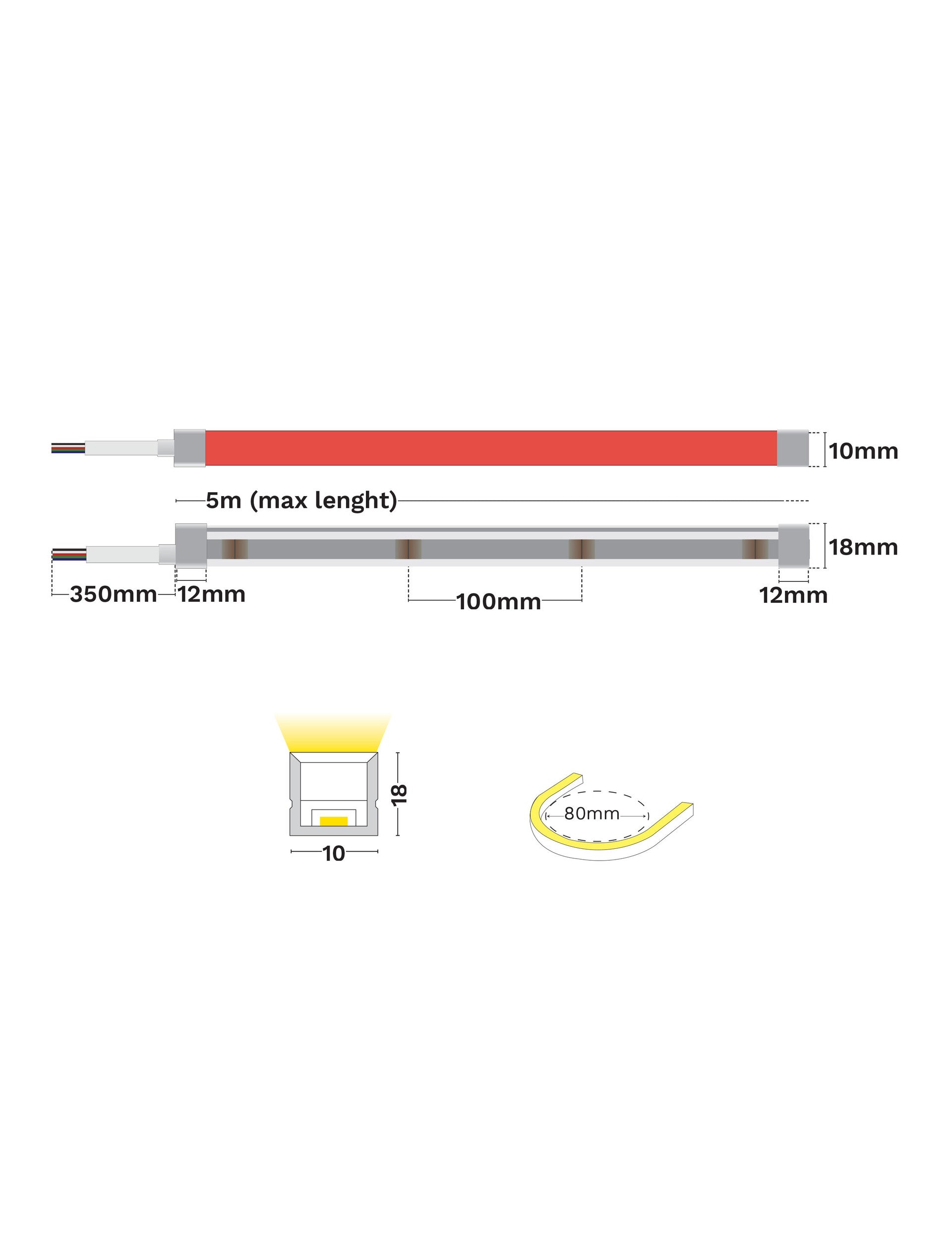 LED лента KEMA 1018 RGBW 14W 3000K DC24V IP67