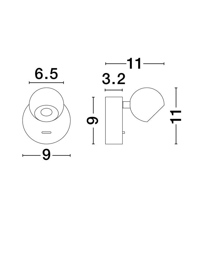 Висящо осветително тяло (пендел) SFERA LED 6W Пясъчно черен алуминий и стомана ⌀9 H11см