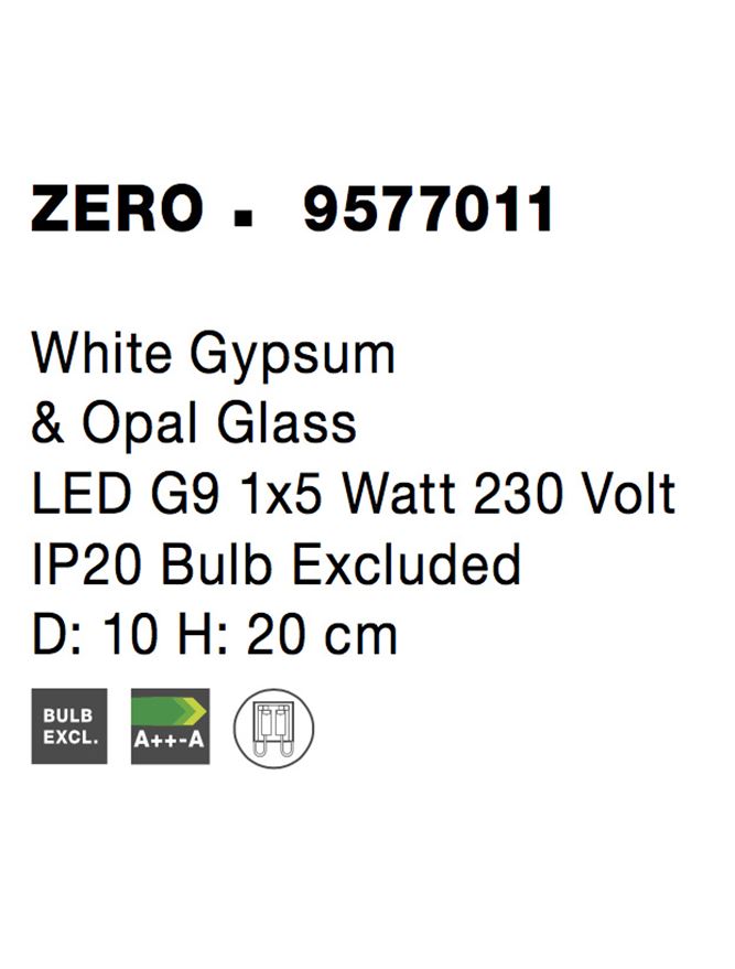 Висящо осветително тяло (пендел) ZERO LED G9 5W Бял гипс и опалово стъкло
