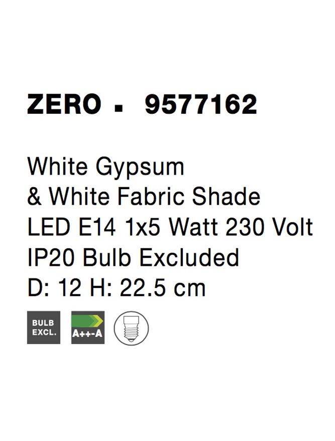 Висящо осветително тяло (пендел) ZERO LED E14 5W Бял гипс и бял текстилен абажур