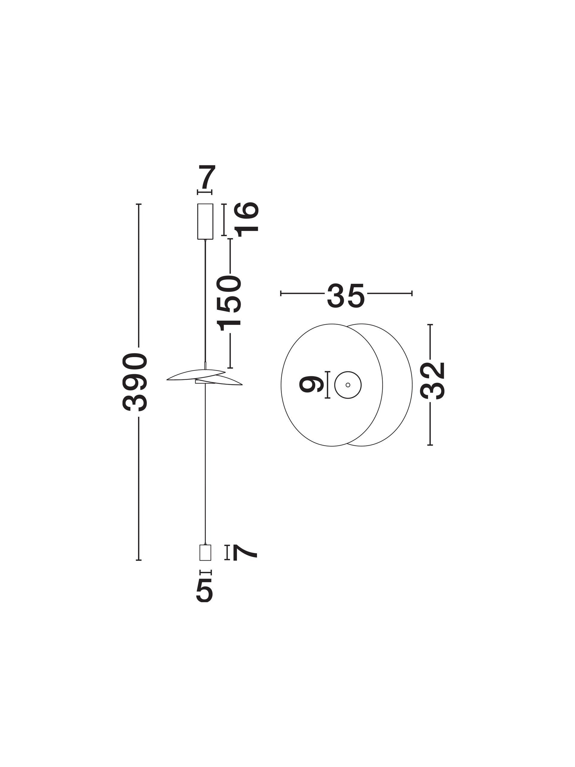 Висящо осветително тяло (пендел) OLEA LED 16W 3000K Пясъчно бял алуминий ⌀35 W32 H390см