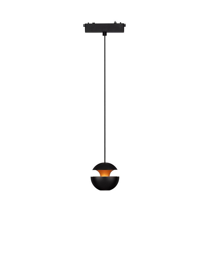 Магнитен пендел 48V FLAT LED 3W 3000K Черен и златист алуминий ⌀8см