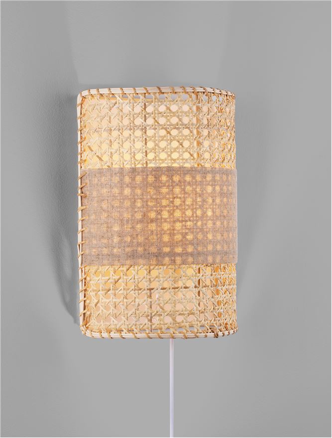 Висящо осветително тяло (пендел) LUM LED E27 12W Натурален ратан и бял кабел H29см
