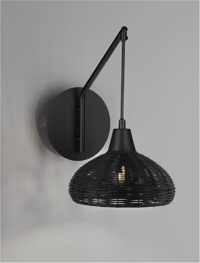 Висящо осветително тяло (пендел) FADO LED E27 12W Черен ратан и основа H14см