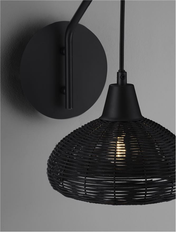 Висящо осветително тяло (пендел) FADO LED E27 12W Черен ратан и основа H14см