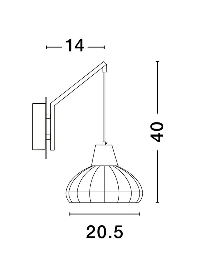 Висящо осветително тяло (пендел) FADO LED E27 12W Черен ратан и основа H14см