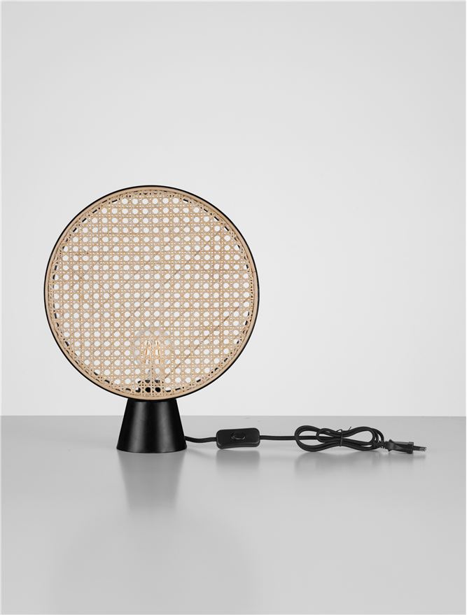 Висящо осветително тяло (пендел) TIERA 12W LED E27 Натурален ратан Пясъчно черен метален