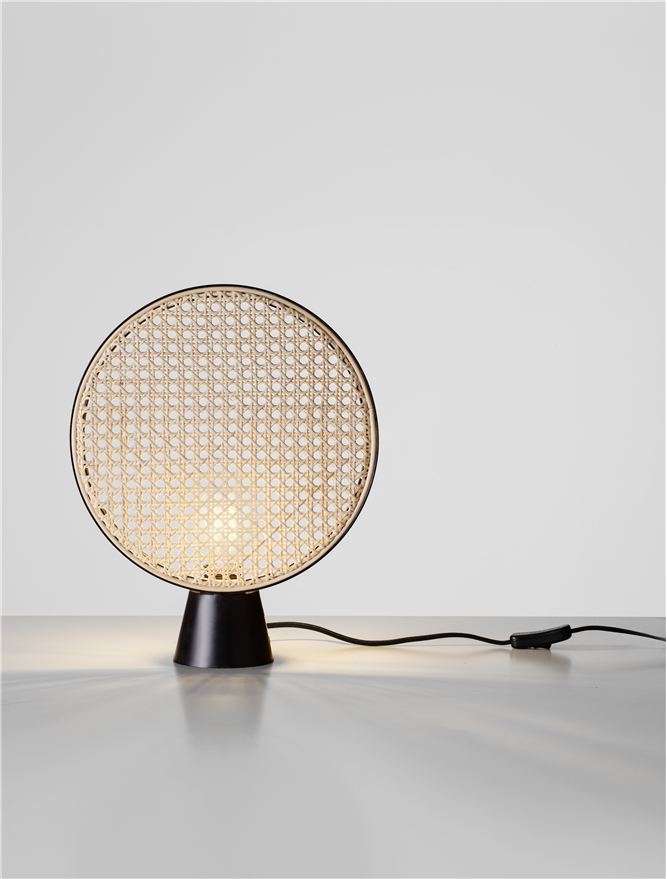 Висящо осветително тяло (пендел) TIERA 12W LED E27 Натурален ратан Пясъчно черен метален