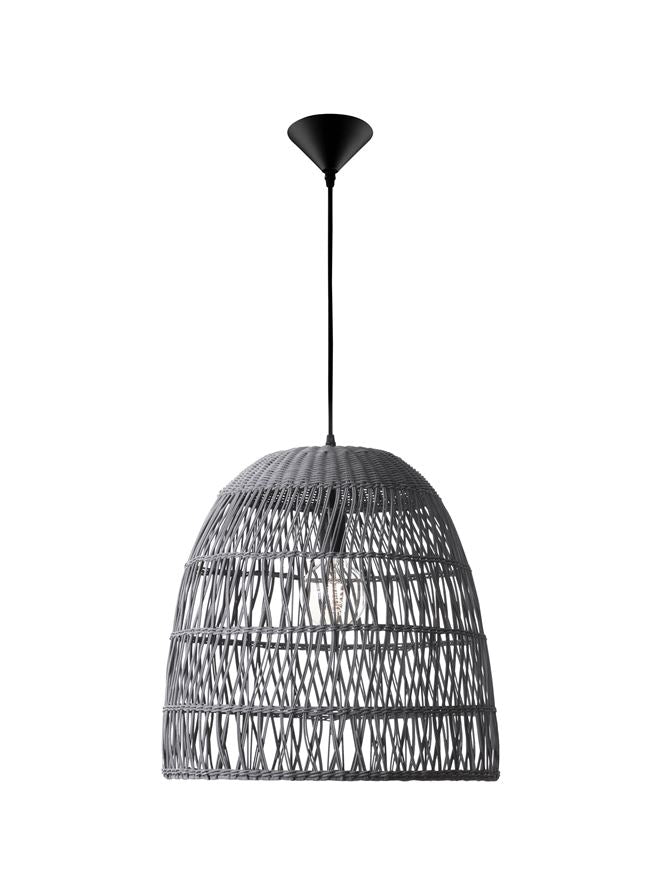 Висящо осветително тяло (пендел) DESTIN 12W LED Сив ратан Черен текстилен кабел