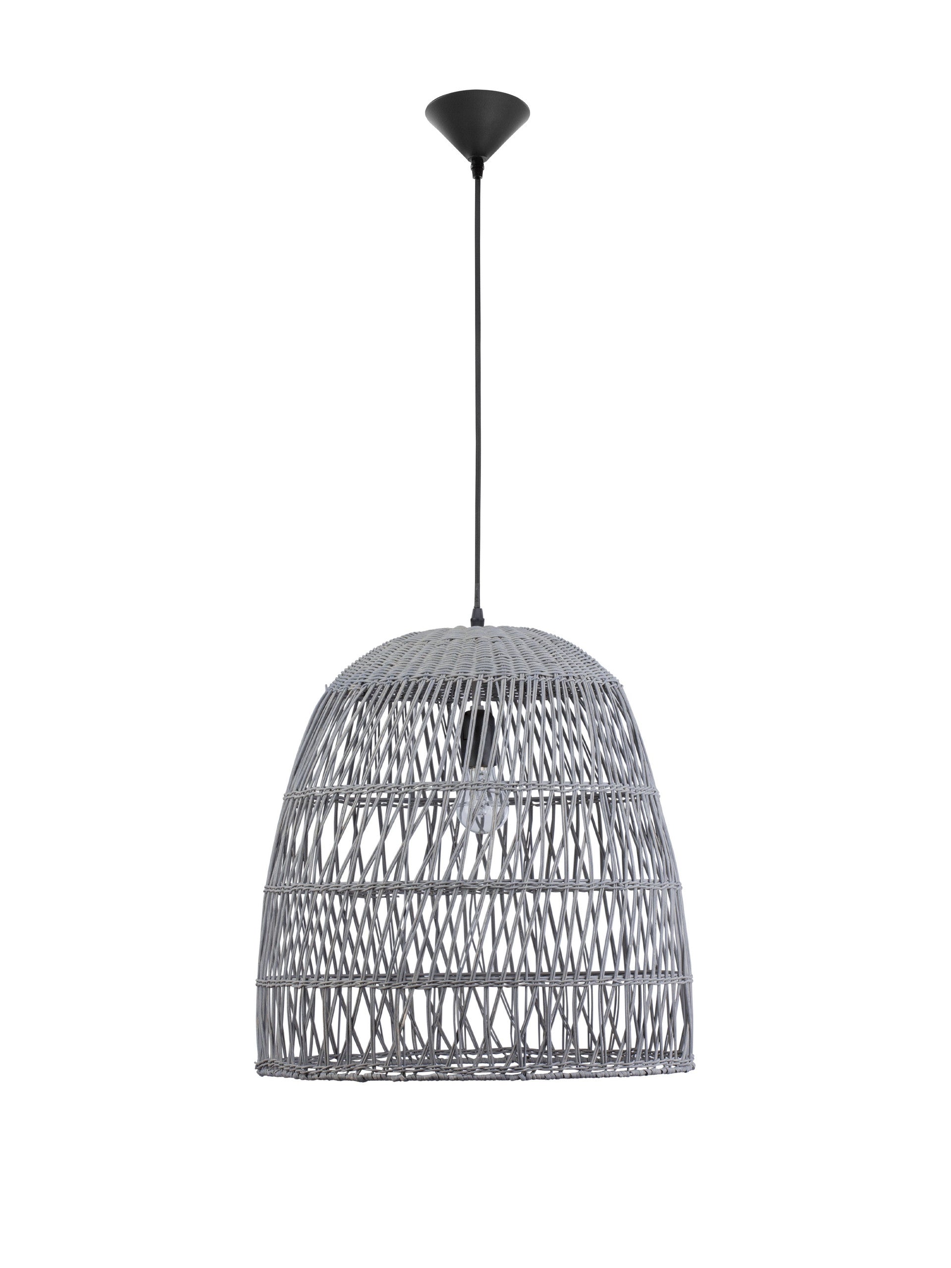 Висящо осветително тяло (пендел) DESTIN 12W LED Сив ратан Черен текстилен кабел