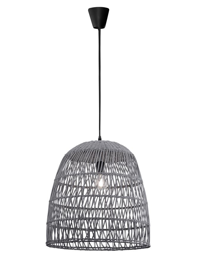 Висящо осветително тяло (пендел) DESTIN 12W LED Сив ратан Черен текстилен кабел