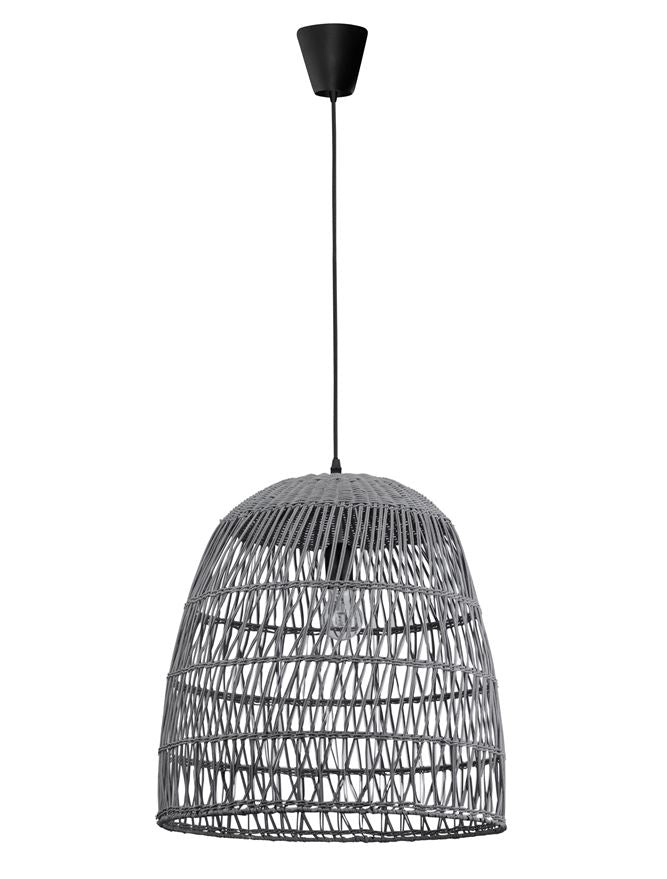 Висящо осветително тяло (пендел) DESTIN 12W LED Сив ратан Черен текстилен кабел