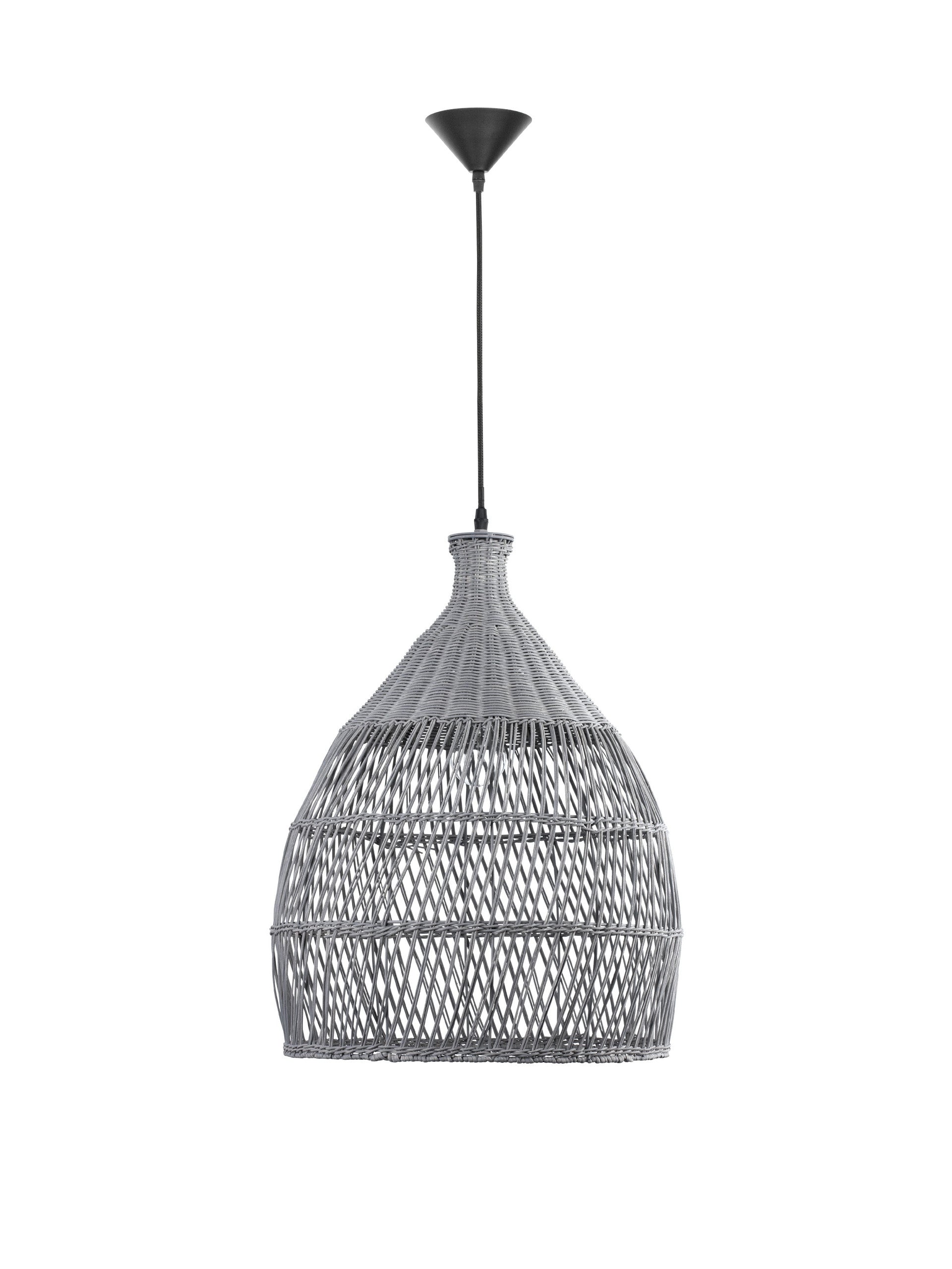 Висящо осветително тяло (пендел) DESTIN 12W LED Сив ратан Черен текстилен кабел