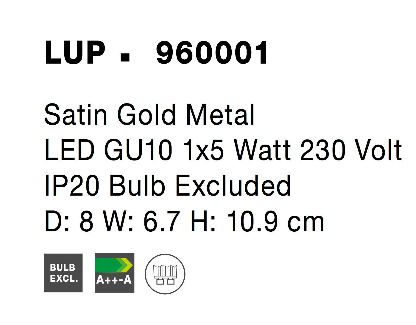 Висящо осветително тяло (пендел) LUP 1x10W GU10 Златист сатен метал