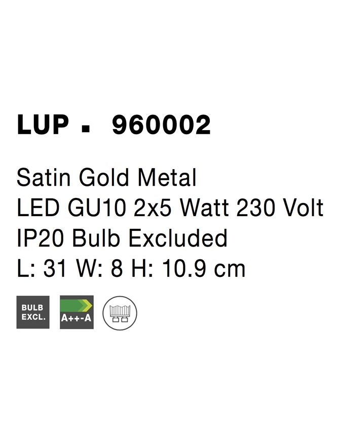 Висящо осветително тяло (пендел) LUP 2x10W GU10 Златист сатен метал