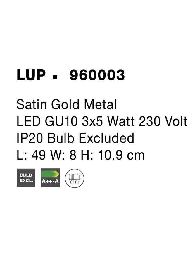 Висящо осветително тяло (пендел) LUP LED GU10 3x10W Златист месинг