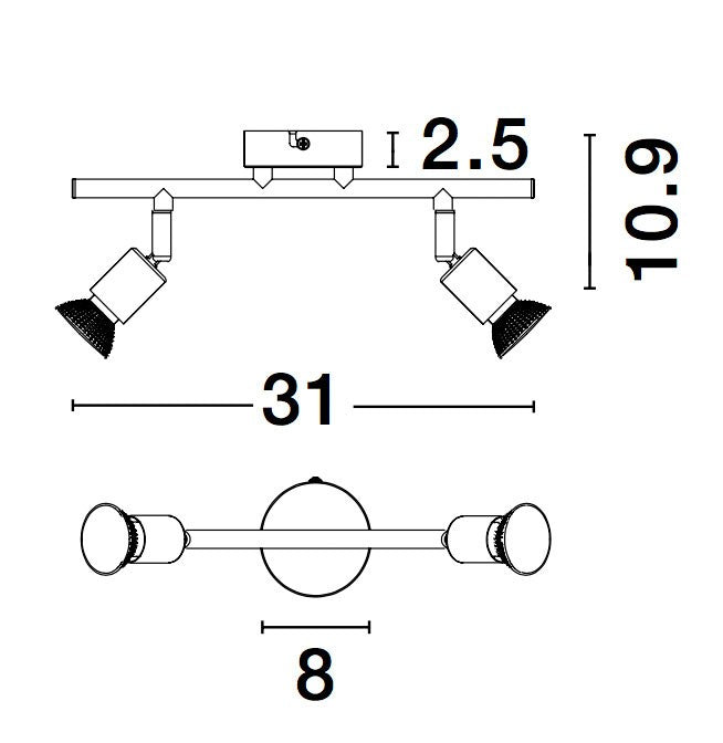 Висящо осветително тяло (пендел) LUP LED GU10 2x10W Матово златен