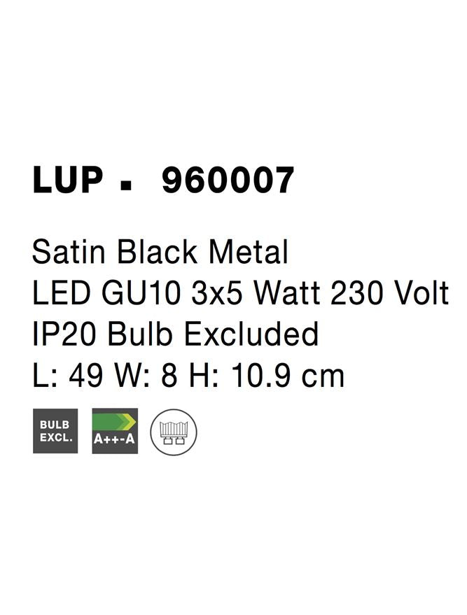 Висящо осветително тяло (пендел) LUP LED GU10 3x10W Матово черен