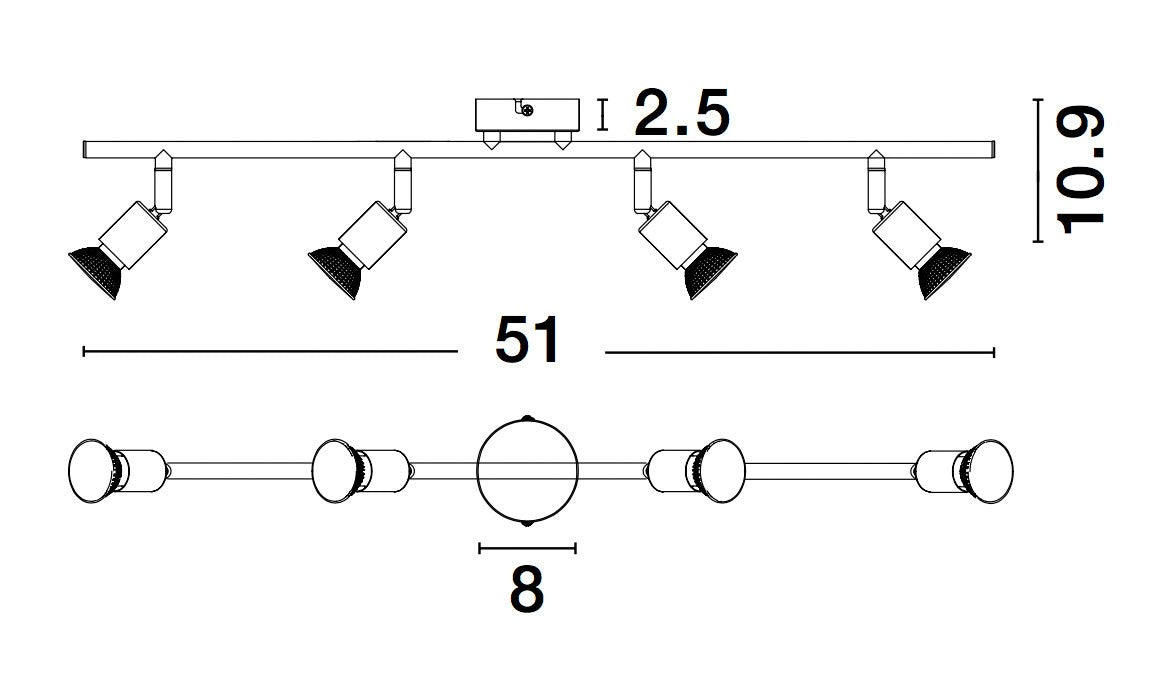 Окачена лампа LUP LED GU10 4x10W Мат Черен