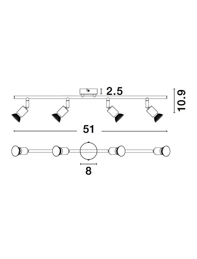 Висящо осветително тяло (пендел) LUP LED GU10 4x10W Матово черен