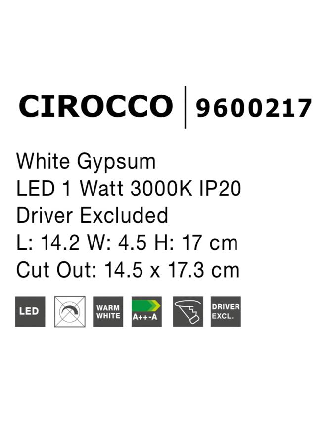 Техническо осветление CIROCCO 1W Бял гипс ⌀14.2 H17см