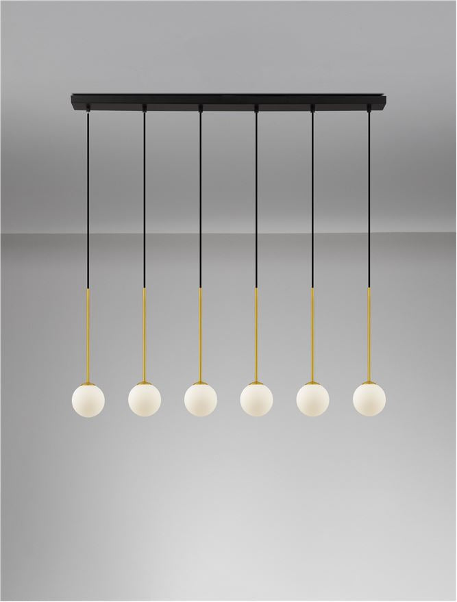 Висящо осветително тяло (пендел) SAVOY LED G9 30W Матово черен и златист месинг бял опалов стъклен