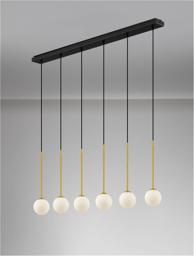 Висящо осветително тяло (пендел) SAVOY LED G9 30W Матово черен и златист месинг бял опалов стъклен