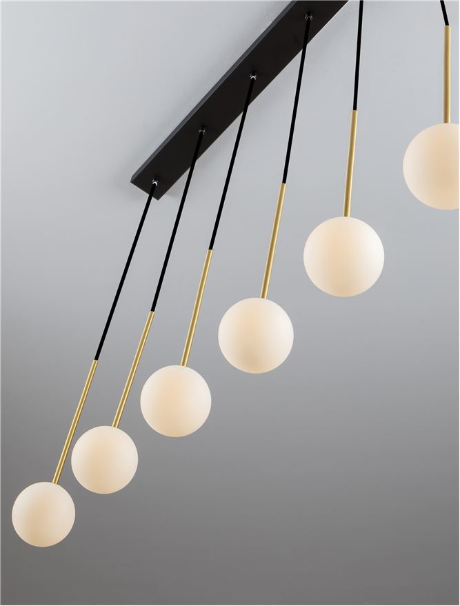 Висящо осветително тяло (пендел) SAVOY LED G9 30W Матово черен и златист месинг бял опалов стъклен