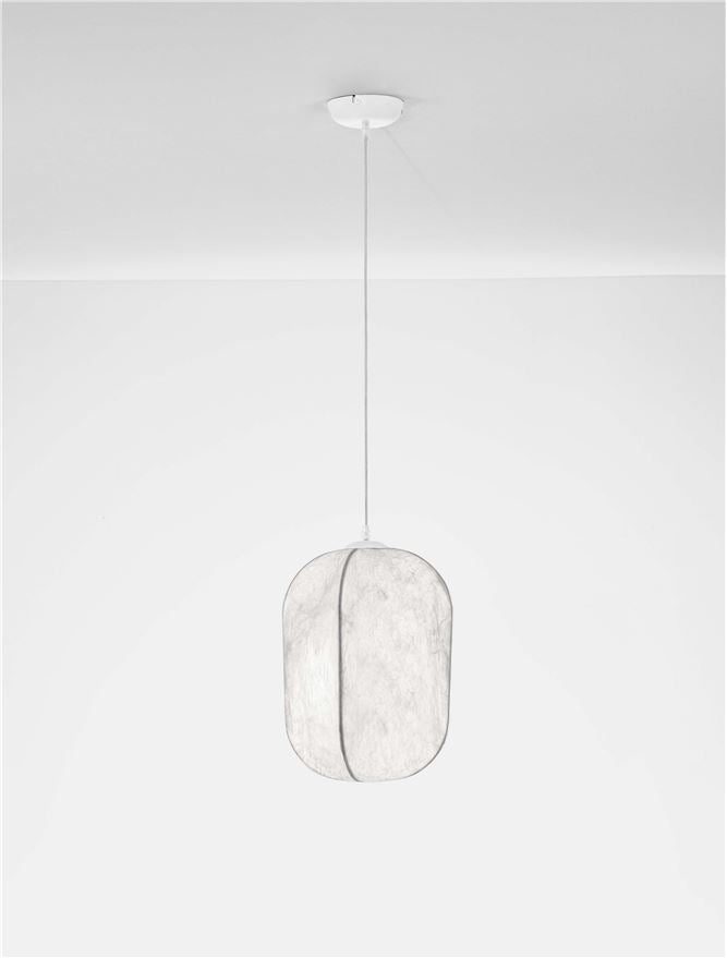 Висящо осветително тяло (пендел) PIERIDA LED E27 12W Пясъчно бял Mulberry Silk ⌀30 H210см